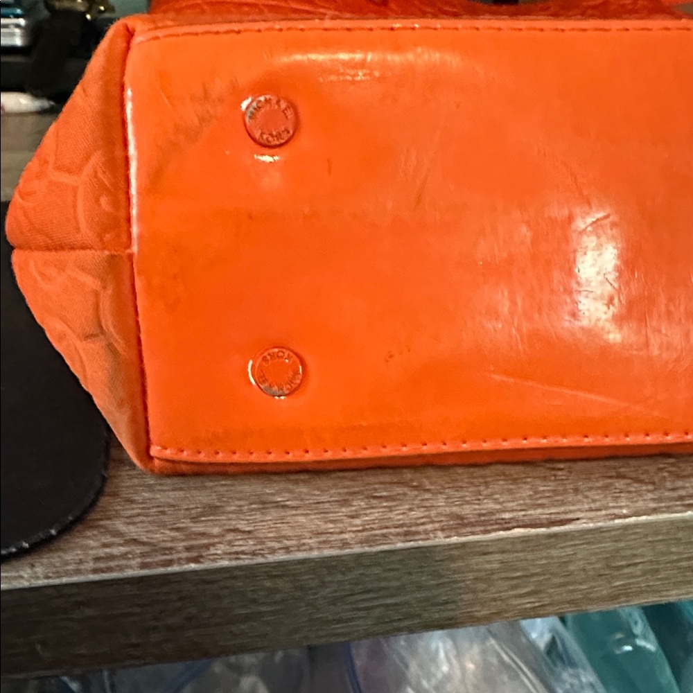 Michael Kors Orange Embossed Tote - Picture 7 of 12